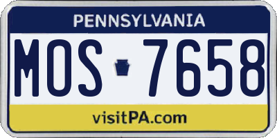 PA license plate MOS7658