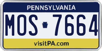 PA license plate MOS7664