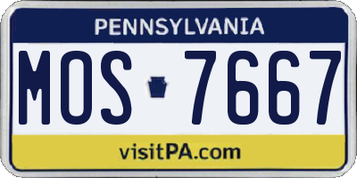PA license plate MOS7667