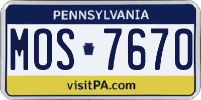 PA license plate MOS7670
