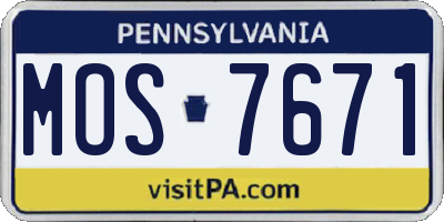 PA license plate MOS7671
