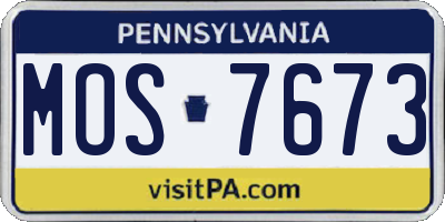 PA license plate MOS7673
