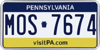 PA license plate MOS7674