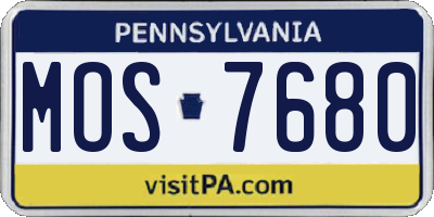 PA license plate MOS7680