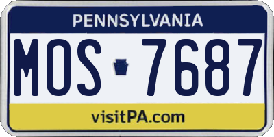 PA license plate MOS7687