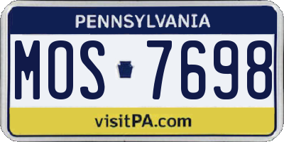 PA license plate MOS7698