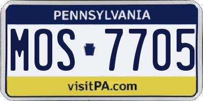 PA license plate MOS7705