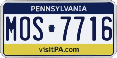 PA license plate MOS7716