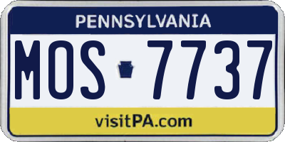 PA license plate MOS7737