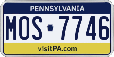 PA license plate MOS7746
