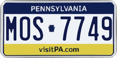 PA license plate MOS7749