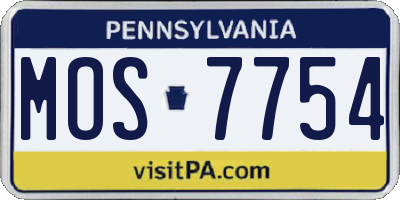 PA license plate MOS7754