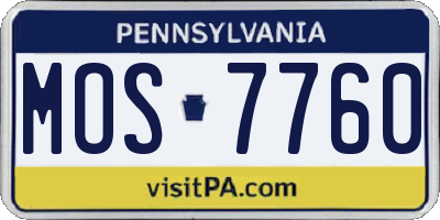 PA license plate MOS7760