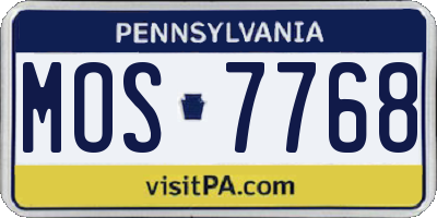 PA license plate MOS7768