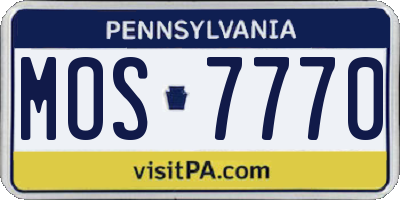 PA license plate MOS7770