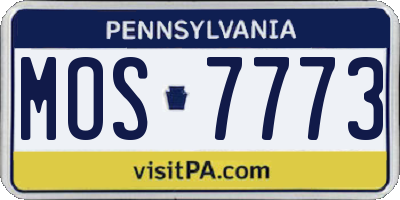 PA license plate MOS7773