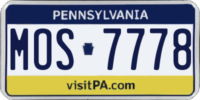 PA license plate MOS7778