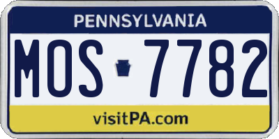 PA license plate MOS7782
