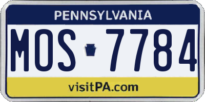 PA license plate MOS7784