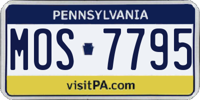 PA license plate MOS7795