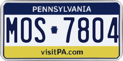 PA license plate MOS7804