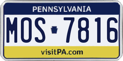 PA license plate MOS7816