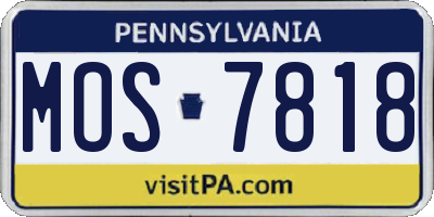 PA license plate MOS7818