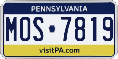 PA license plate MOS7819