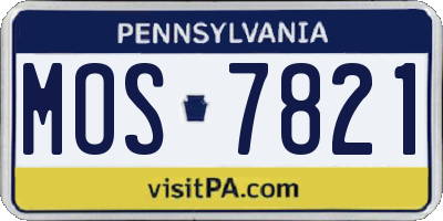 PA license plate MOS7821