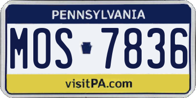 PA license plate MOS7836