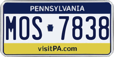 PA license plate MOS7838
