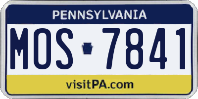 PA license plate MOS7841