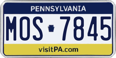 PA license plate MOS7845