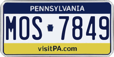 PA license plate MOS7849