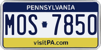 PA license plate MOS7850