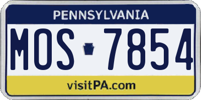 PA license plate MOS7854