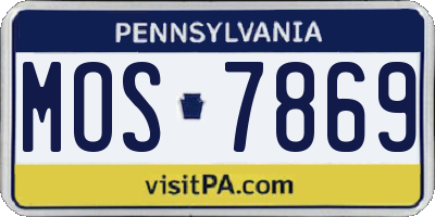 PA license plate MOS7869