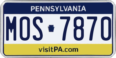 PA license plate MOS7870