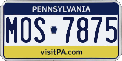 PA license plate MOS7875