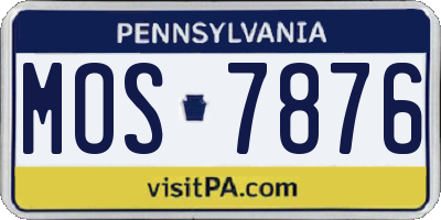 PA license plate MOS7876