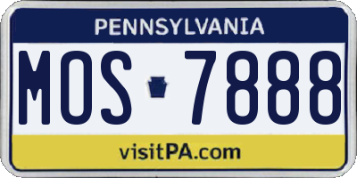 PA license plate MOS7888
