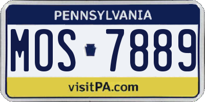 PA license plate MOS7889
