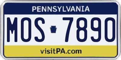 PA license plate MOS7890