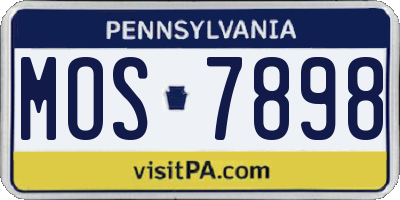 PA license plate MOS7898