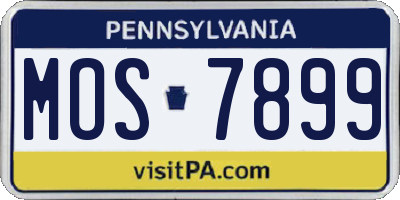 PA license plate MOS7899