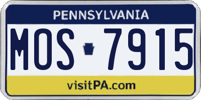 PA license plate MOS7915