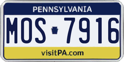 PA license plate MOS7916