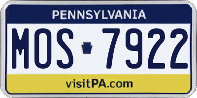 PA license plate MOS7922