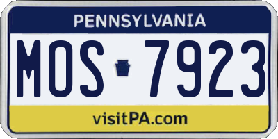 PA license plate MOS7923