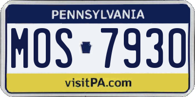 PA license plate MOS7930